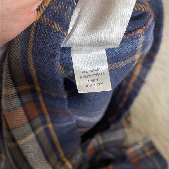 Patagonia Men's Blue and Orange Plaid Shirt - Picture 9 of 9